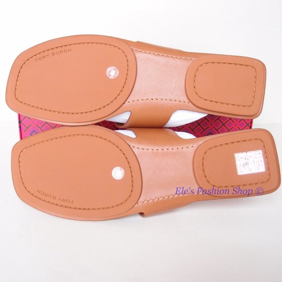 NIB Tory Burch Georgia Logo Leather Thong Sandal Aged Camello US 7 7.5 8 9 9.5 - Picture 16 of 16